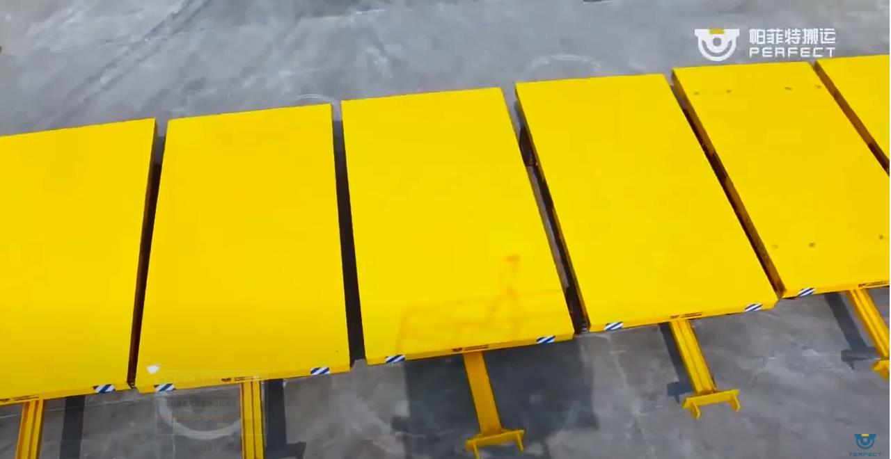 Towing trolley flat car trailer for material handling with tow device