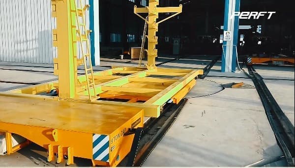 cable power flat trolley cart for handling metal rack