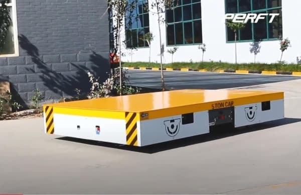 Warehouse trackless transfer cart for handling steel plate