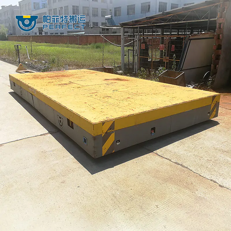 360 degree rotating trackless transfer trolley for material handling in workshop